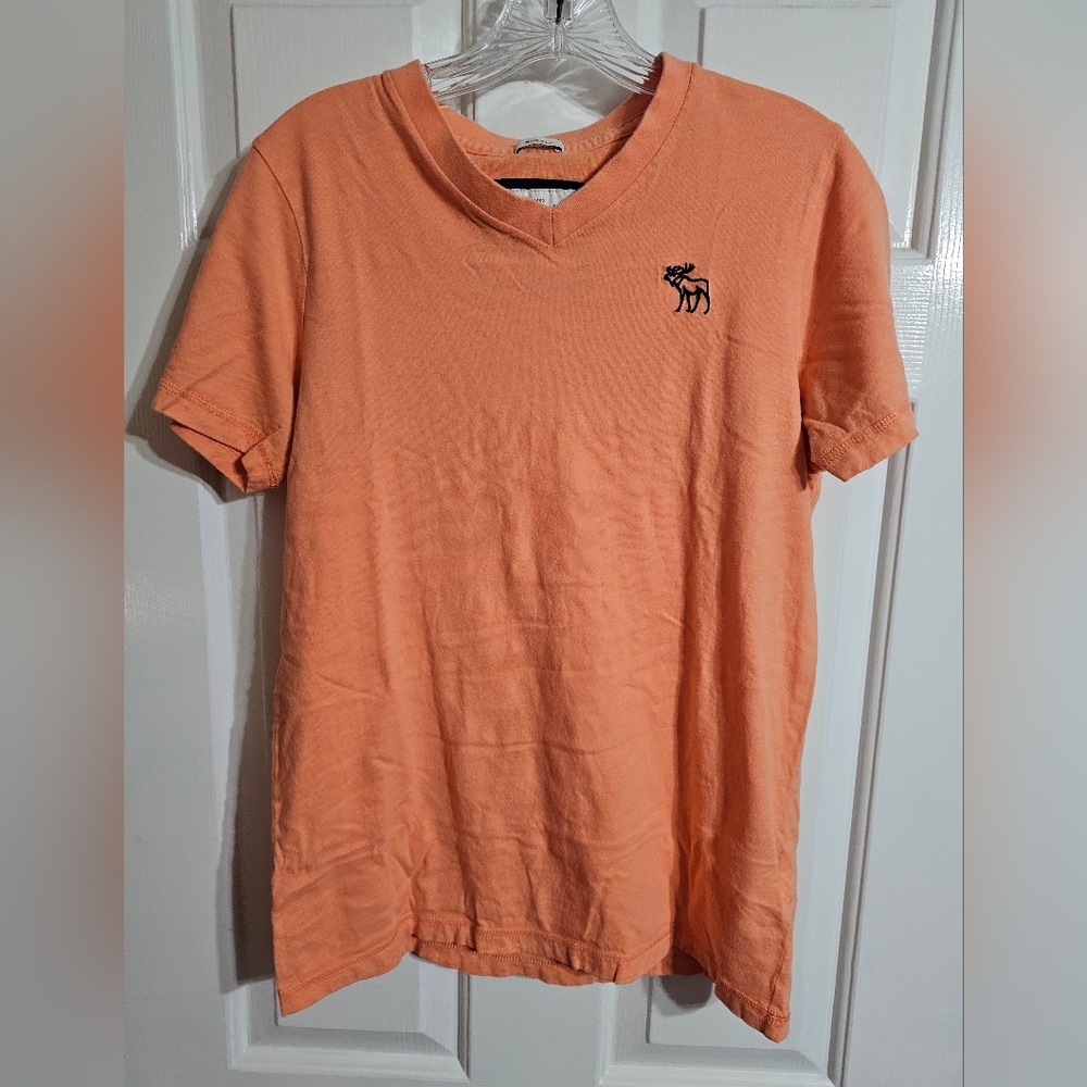 Abercrombie & Fitch Men’s M V-Neck Orange Cotton Tee Y2K Preppy Minimalist 90s - Picture 2 of 6